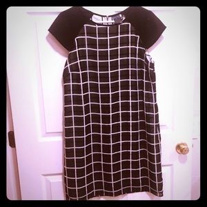 Gabby Skye Black and White Checkered Midi Dress